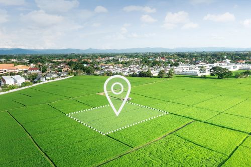 Foto: Parzelle mit Positionsmarker